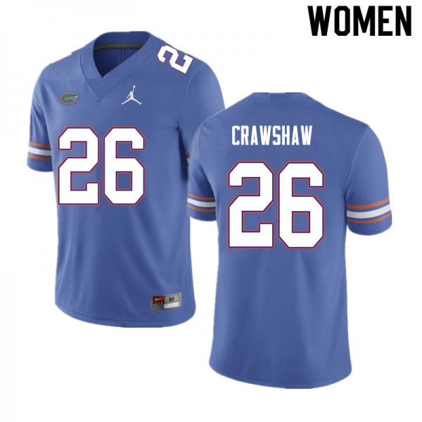 Women #26 Jeremy Crawshaw Florida Gators College Football Jerseys Blue
